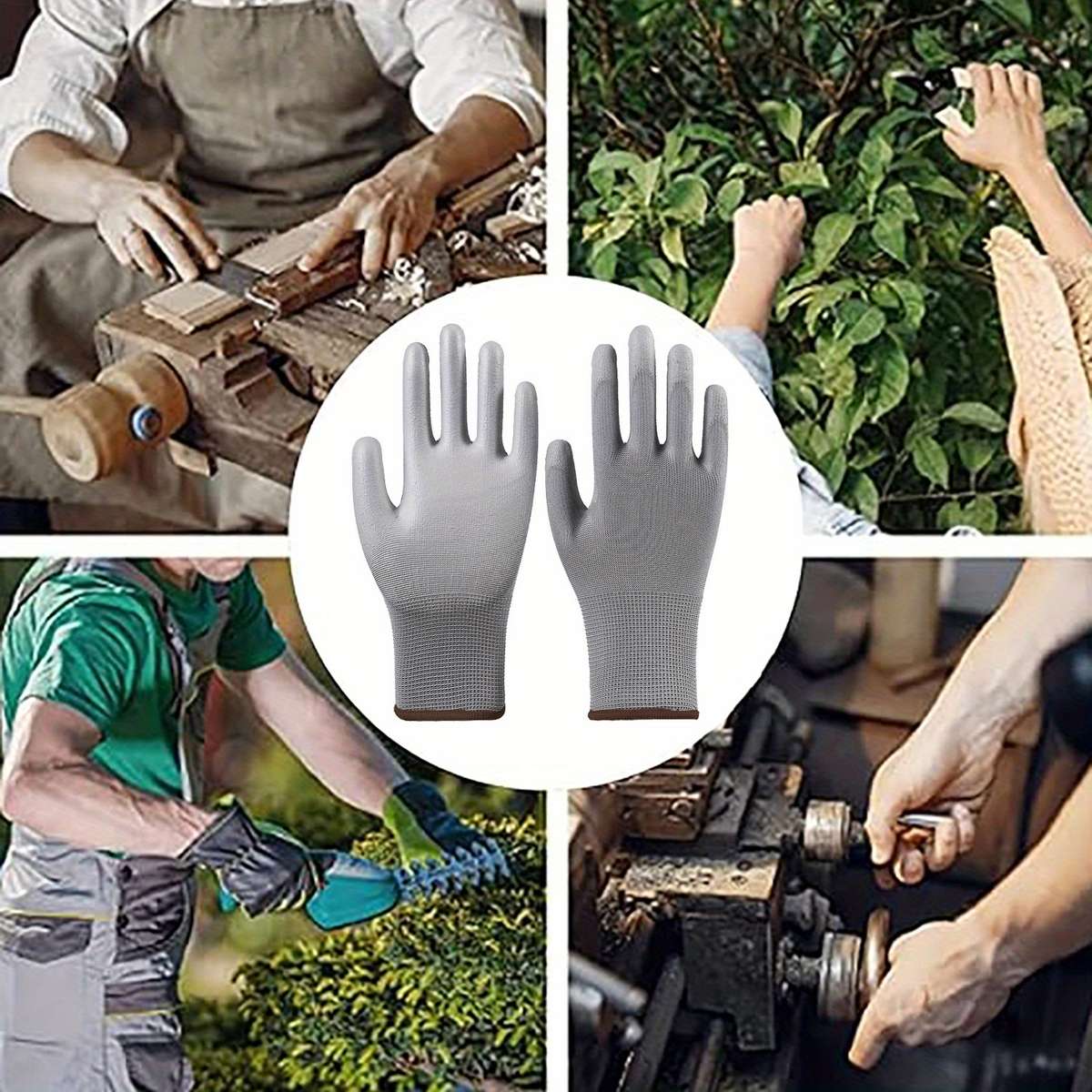 5 Pairs Size L Andpu Nylon Multi Purpose Work Gloves