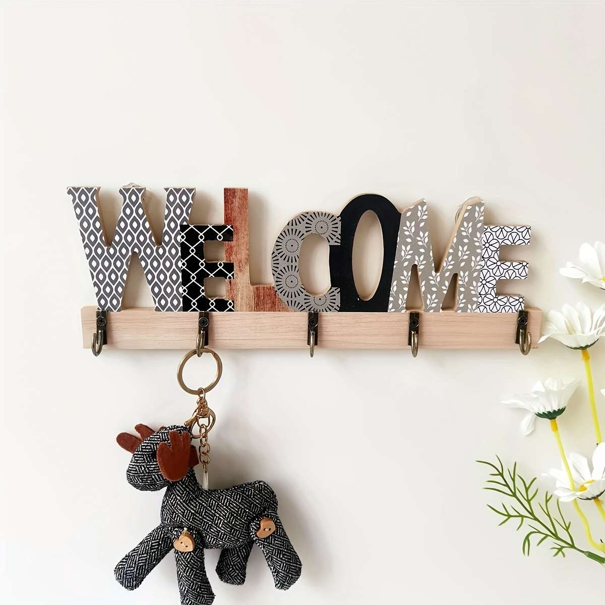 1pc Stylish Letter Design Key Holder for Wall Door and Hat BagPerfect Housewarming and Realtor