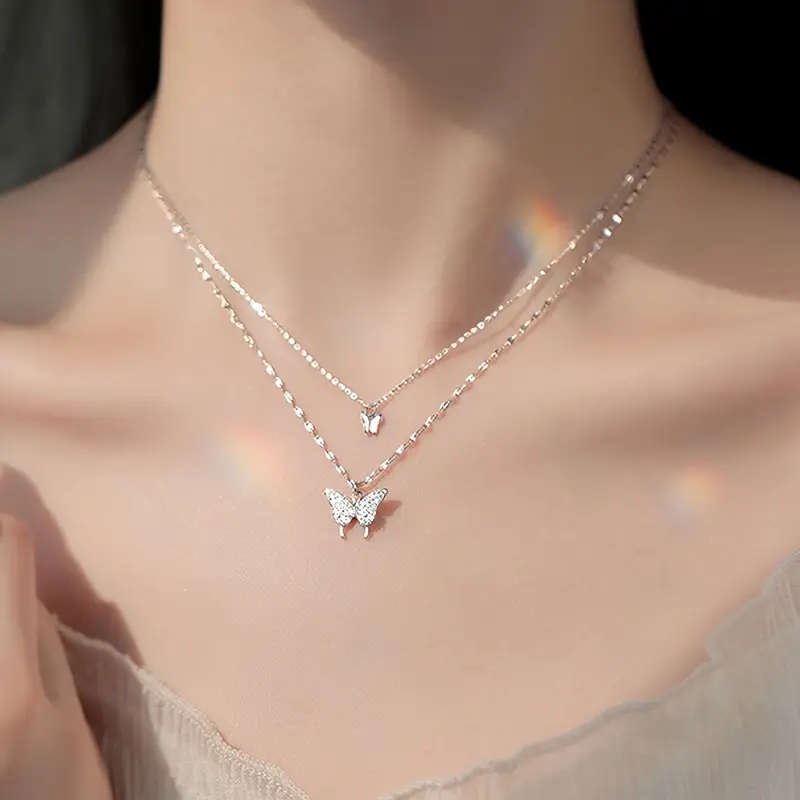 Stainless Steel Necklace Double-Layer Butterfly