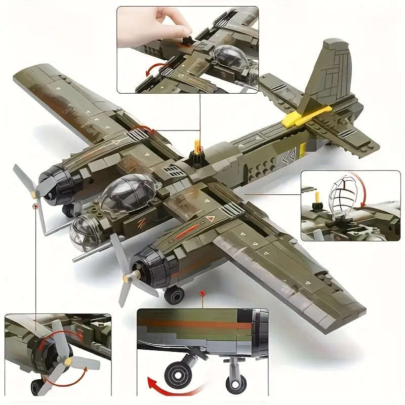 1000 Pieces Junkers JU-88 Bomber Fighter Aircraft Model Building Block Set