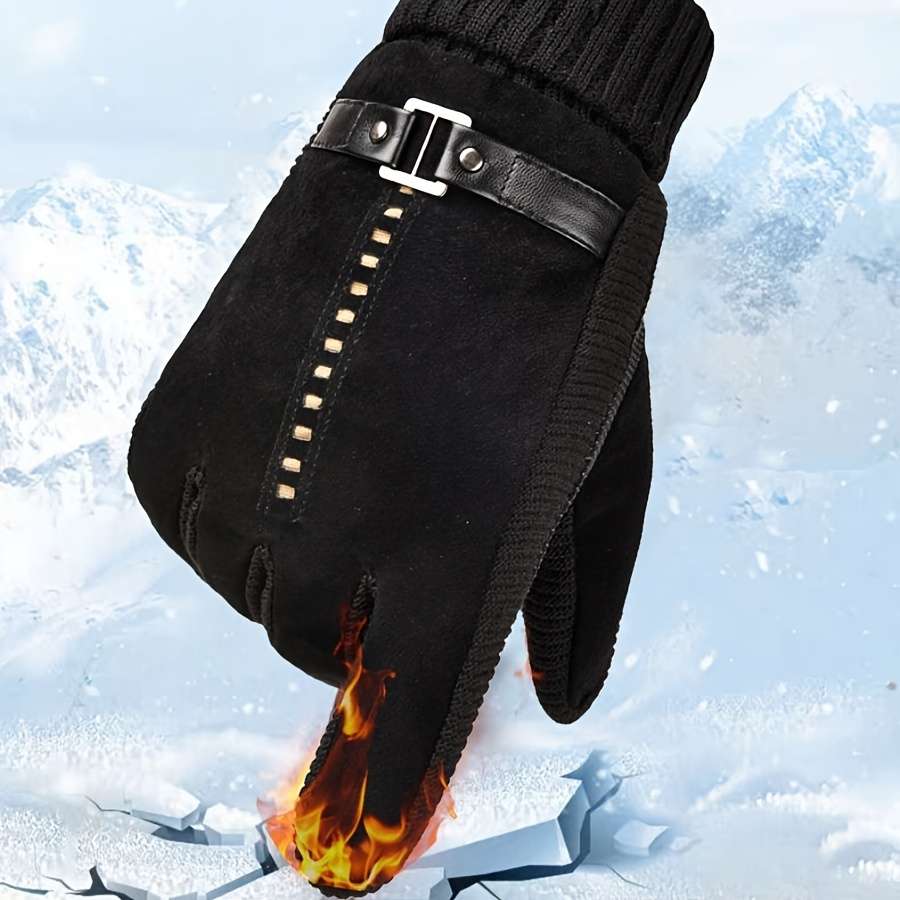 1 Pair Black Warm Gloves