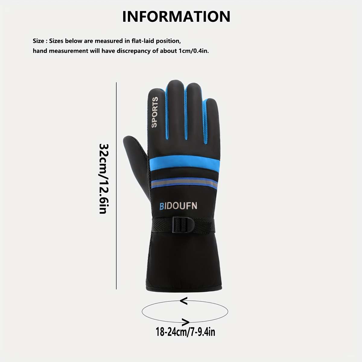 1 Pair Blue Warm Gloves