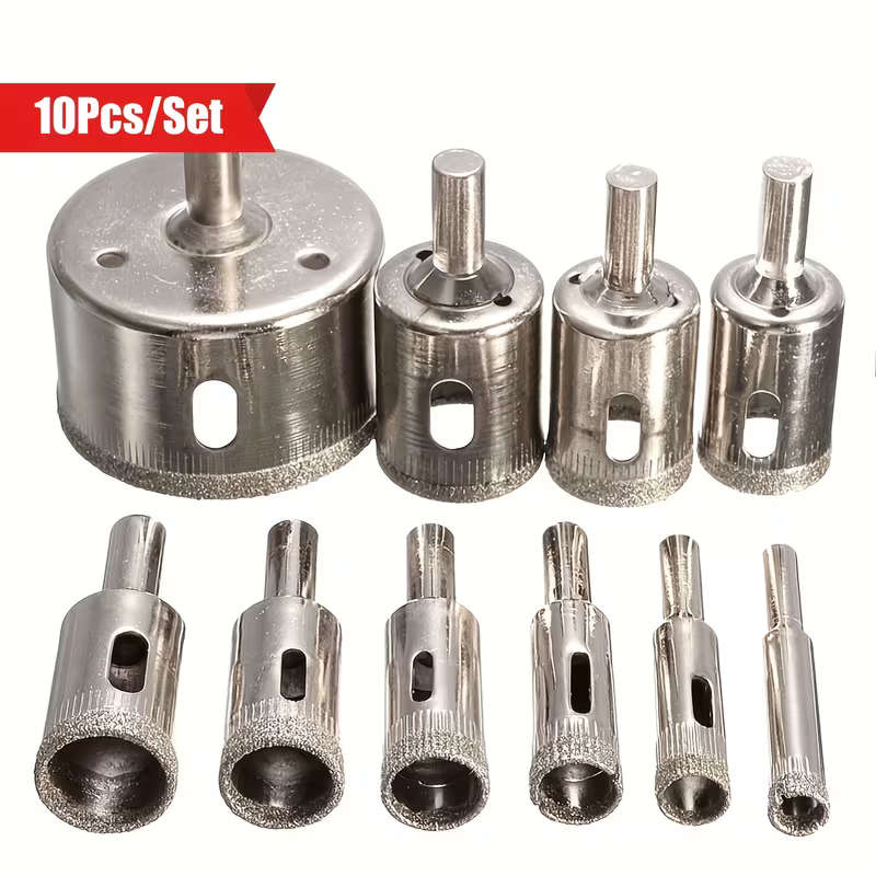 10pcs Diamond Hole Saw Set - for Tile/Marble/Glass/Ceramic