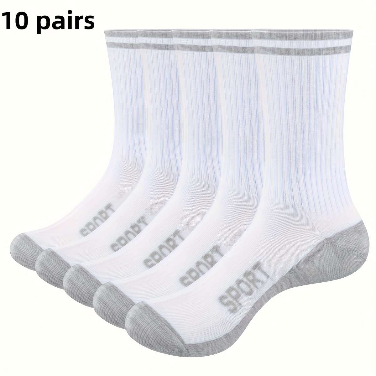10 Pairs White High Elastic Socks
