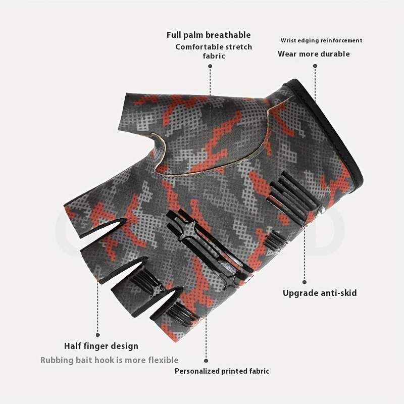 1 Pair Camo uflage Grey Size M Outdoor Sports Gloves