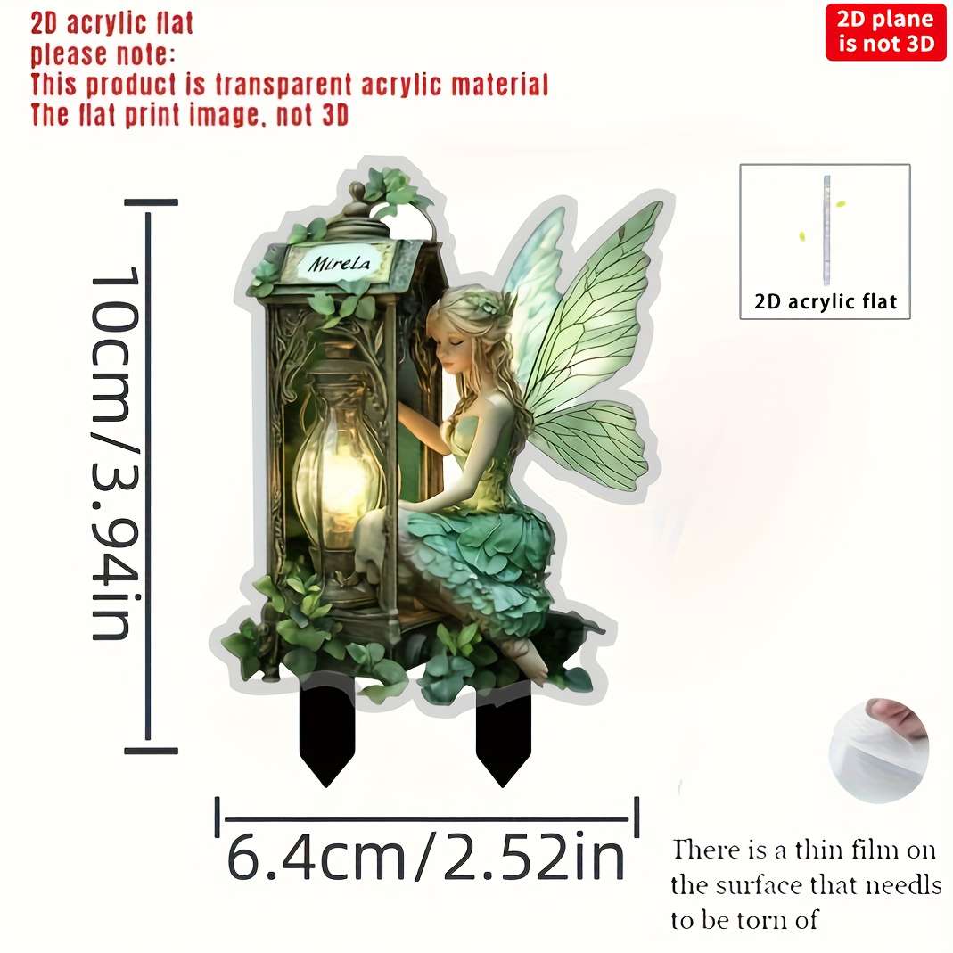 1pc 2D Flat    Printing Bohemian Style Garden Decorative Ground Plug Lantern Elf Deco