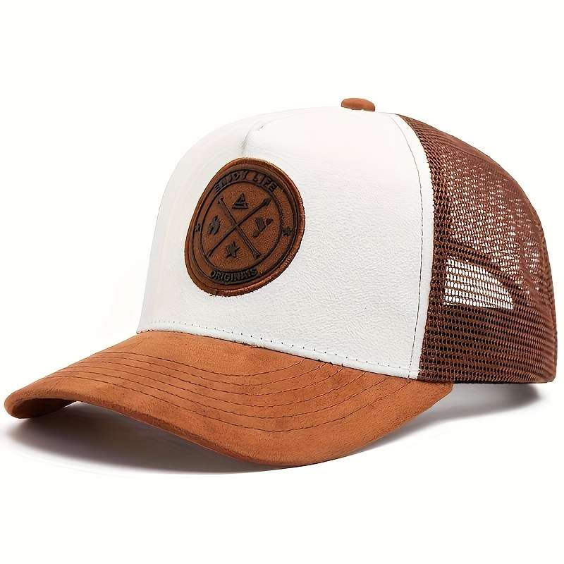 Spring And Summer Round Label Letter Baseball Cap Featuring an Embossed Logo Badge Sunsha