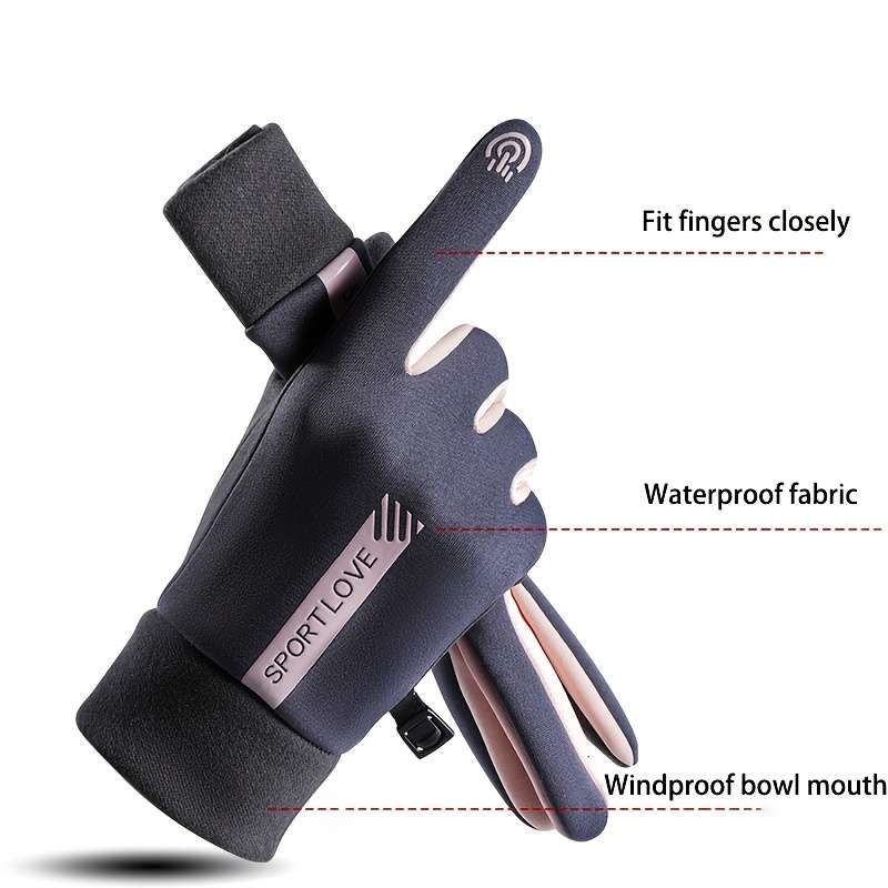 1 Pair Men Gray Warm Gloves