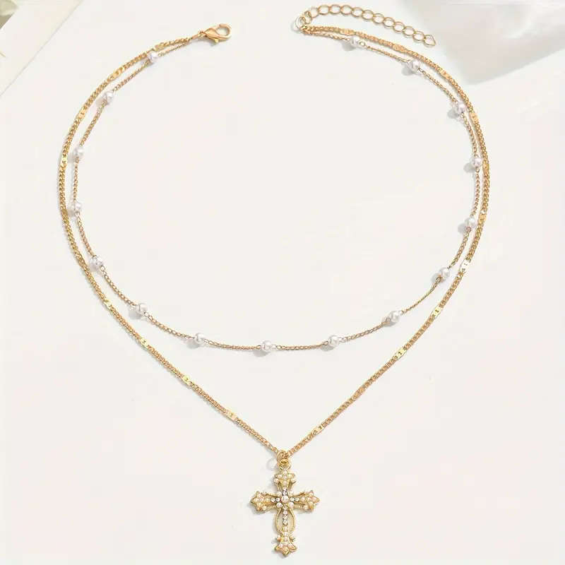 Elegant Multi-Layer Cross Pendant WITH Necklace