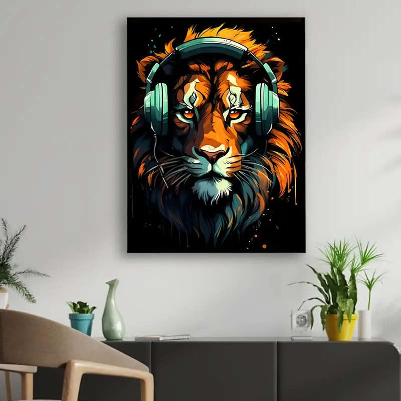 3 Piece/Set Unframed Modern E-sports style Wearing headphones Tiger Wolf Chimpanzee Painting