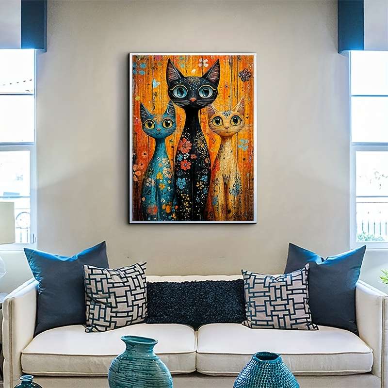 1000pcs Cat Jigsaw Puzzle Vibrant Artistic Design Scratch-Resistant Paper Challen