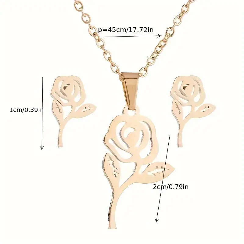 Stainless Steel Jewelry Set for Women - Rose
