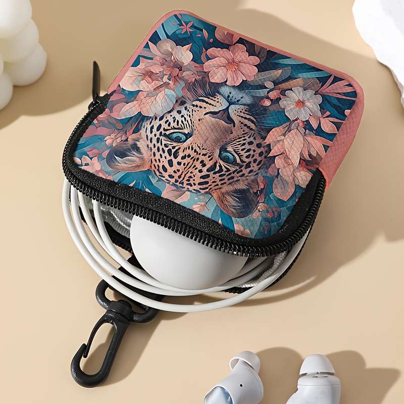 1pc 1pc Cartoon Flower Leopard Pattern Mini Multi-Functional Coin Wallet Simple Large Capacity De