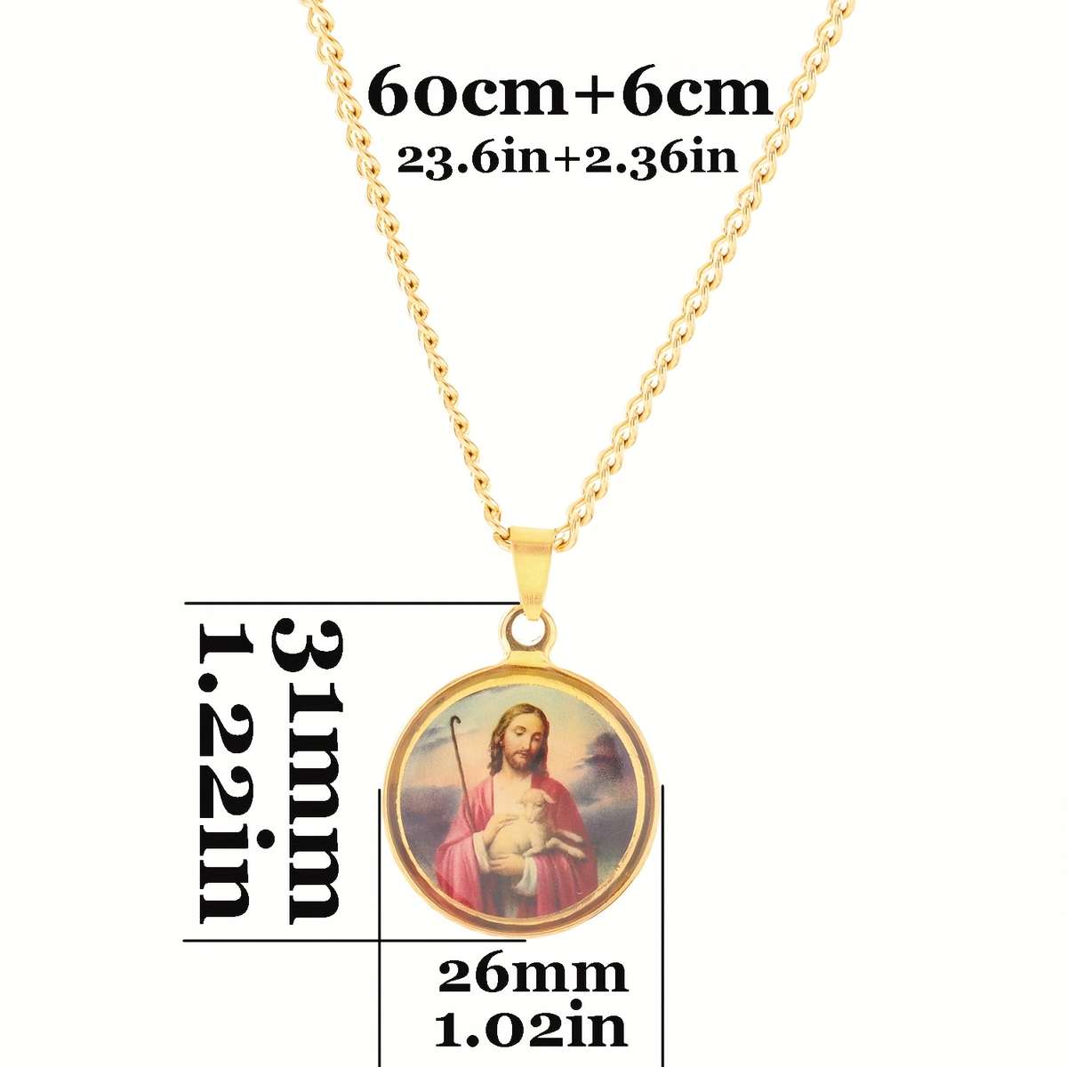 1 Piece Golden style 2 Jesus Theme Pendant