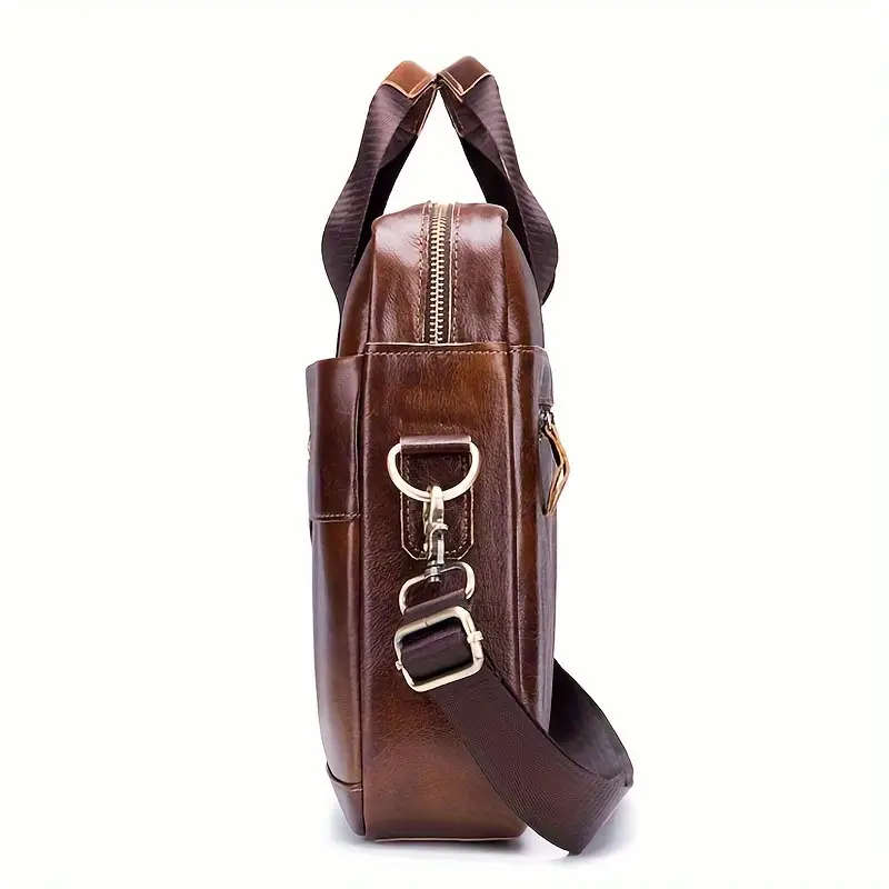 Genuine Cowhide Leather, Multi Functional Casual Bag, Large Capacity Computer Briefcase