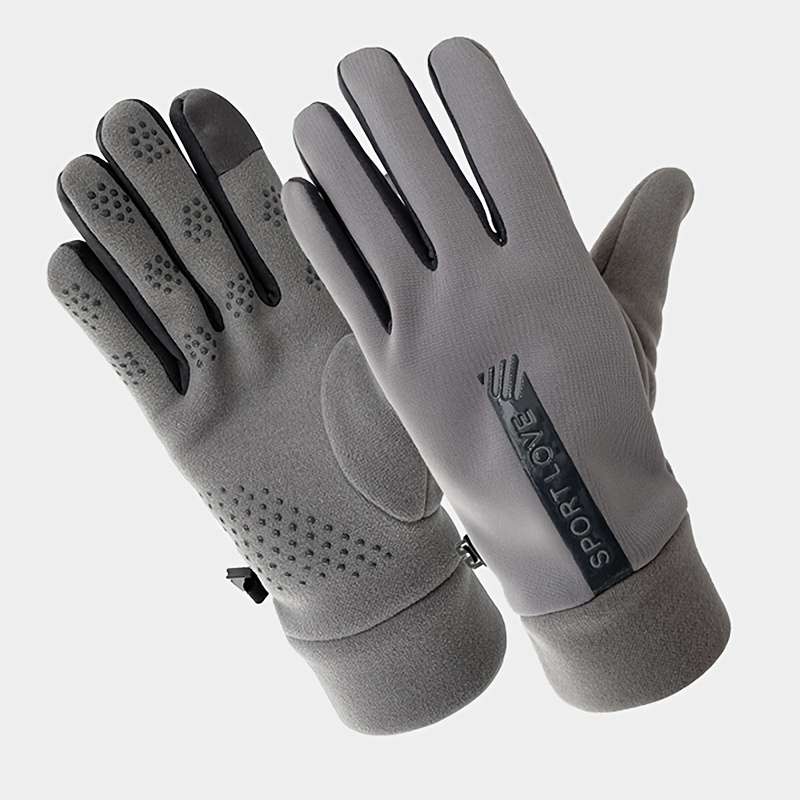 1 Pair Men Gray Warm Gloves