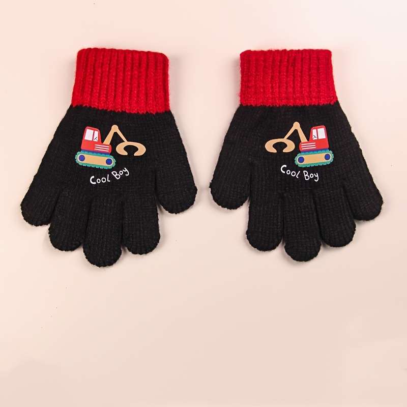 1 Pair Pink Thick Version Size 1 To 5 Years Old Warm Gloves