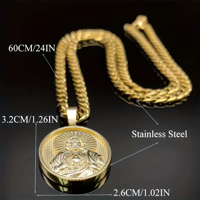 1 Piece Golden Jesus Theme Pendant