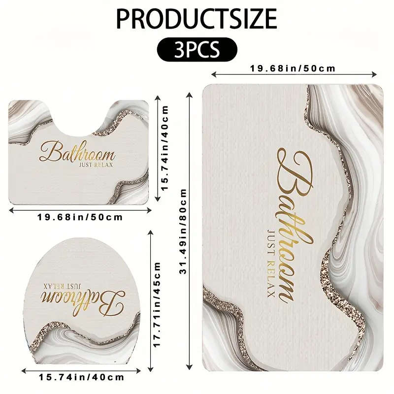 Bathroom Anti-Slip Mat Three Piece Set
