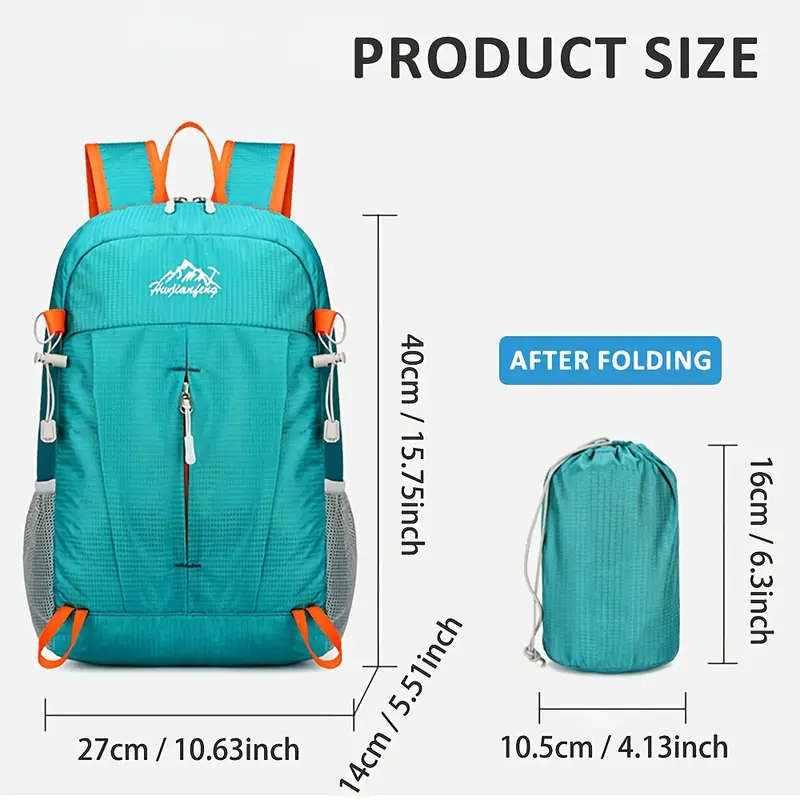 Lightweight Folding Backpack Hydrophobic Nylon Unisex Laptop Business Bag Utility Pocket Shoulder
