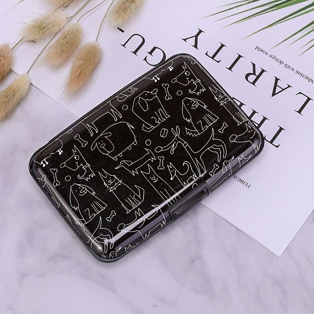 Rong Ren Hui Modern Egyptian-Inspired Line Art Rfid Blocking Aluminum Wallet Compact Metal Ca