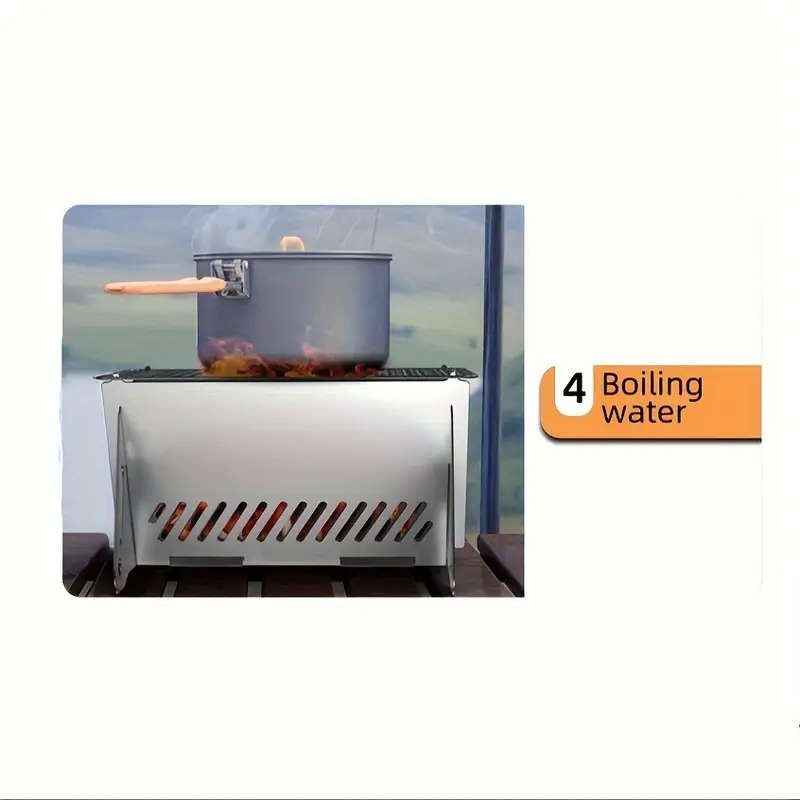 1pc Portable Stainless Steel Folding Campfire Grill Heater Lightweight Outdoor Fire Pit with Foldabl