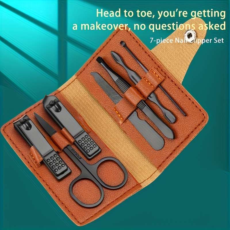 7pcs Nail Clipper Set with Nail Scissors Manicure Clippers Eyebrow Trimmer and Slanted Cutic