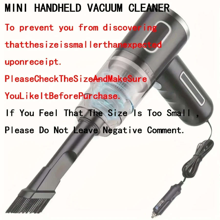 1pc Handheld 12V Car Vacuum Cleaner with Cord Compact Design for Easy Cleaning of Hard-to-Reach Area