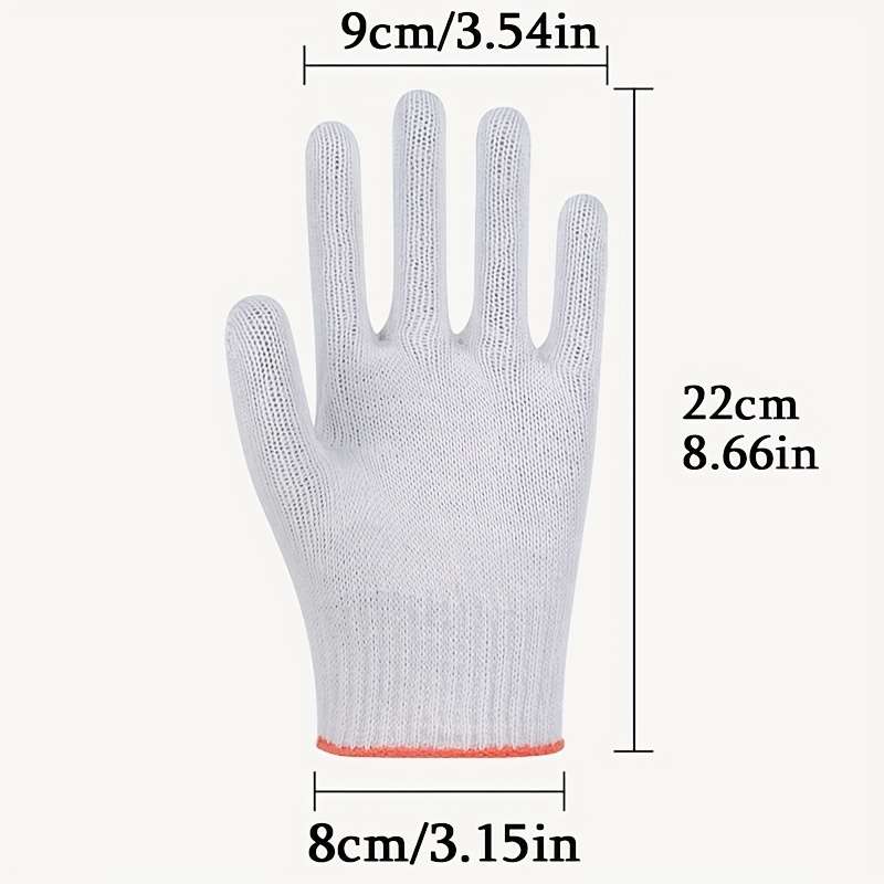 6 Pairs White Multi Purpose Work Gloves