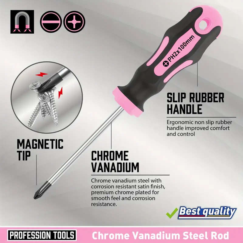 12pcs set of magnetic screwdrivers 5 cross and 5 slotted professional buffer handle screwdrivers and