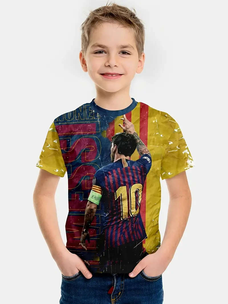 Kids Soccer T-Shirt, Crew Neck - Size: 9-10Y