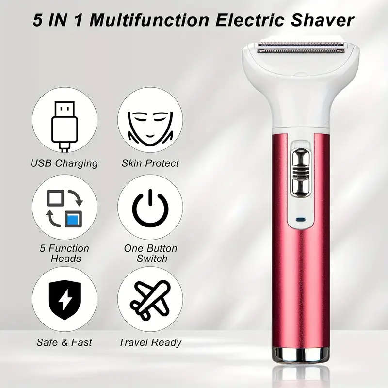 Alanes Painless 5 in 1 USB Rechargeable Electric Shaver Hair Remover