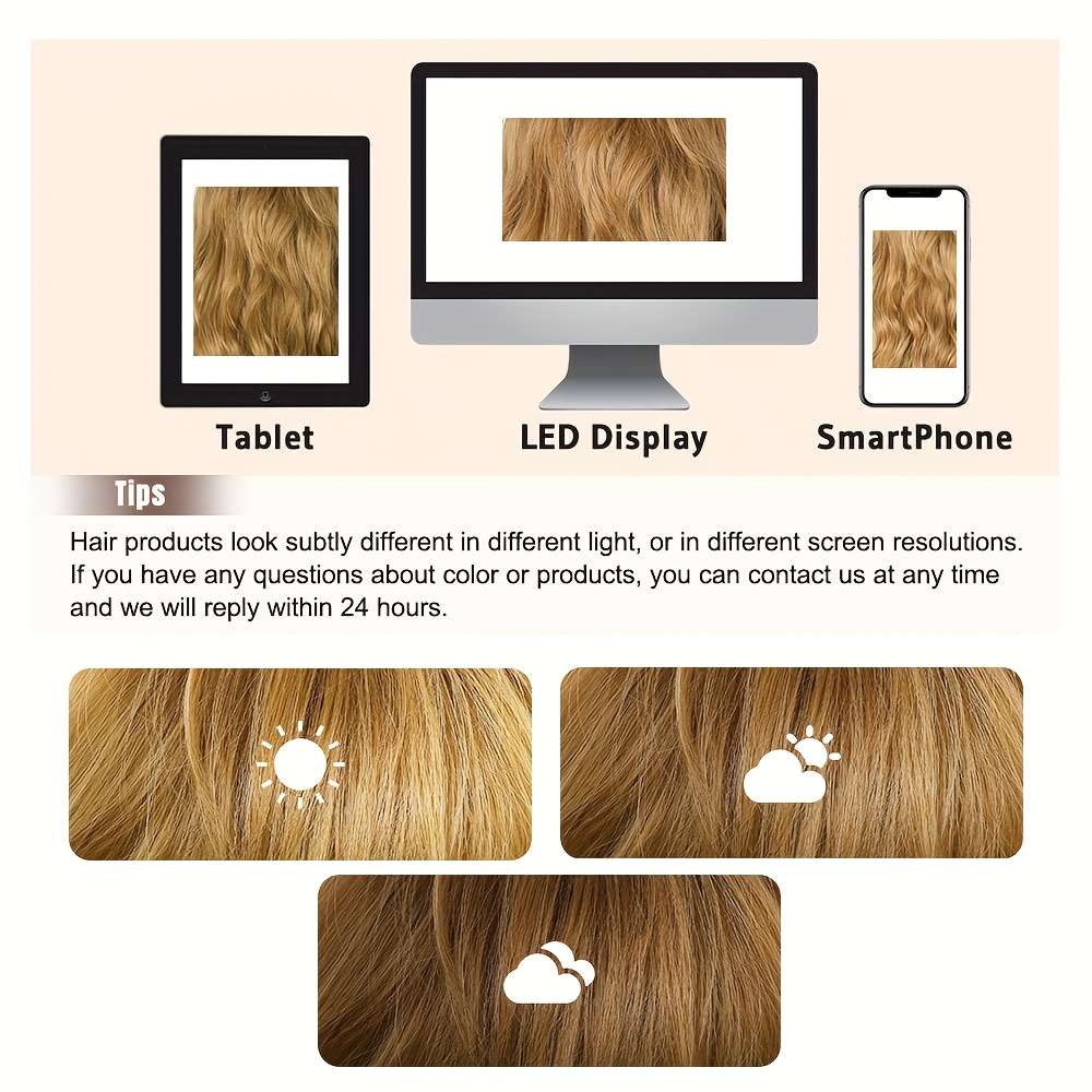 1Pc Dark Blonde To Light Blonde 40.64cm Fashion Design Wig