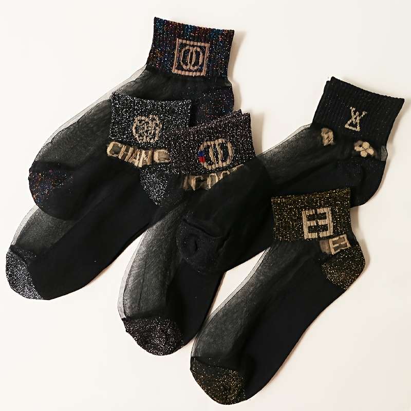5 Pairs Mix Color One Size High Elastic Socks
