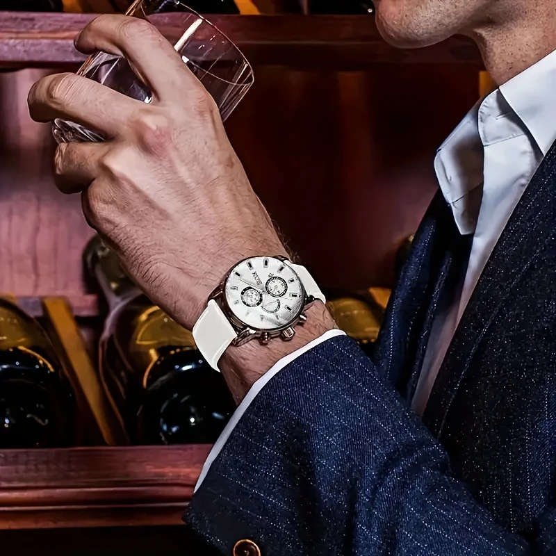 1pc Casual Quartz Wrist Watch for Men and Women with PU Leather Strap Electronic Drive Alloy Case Po