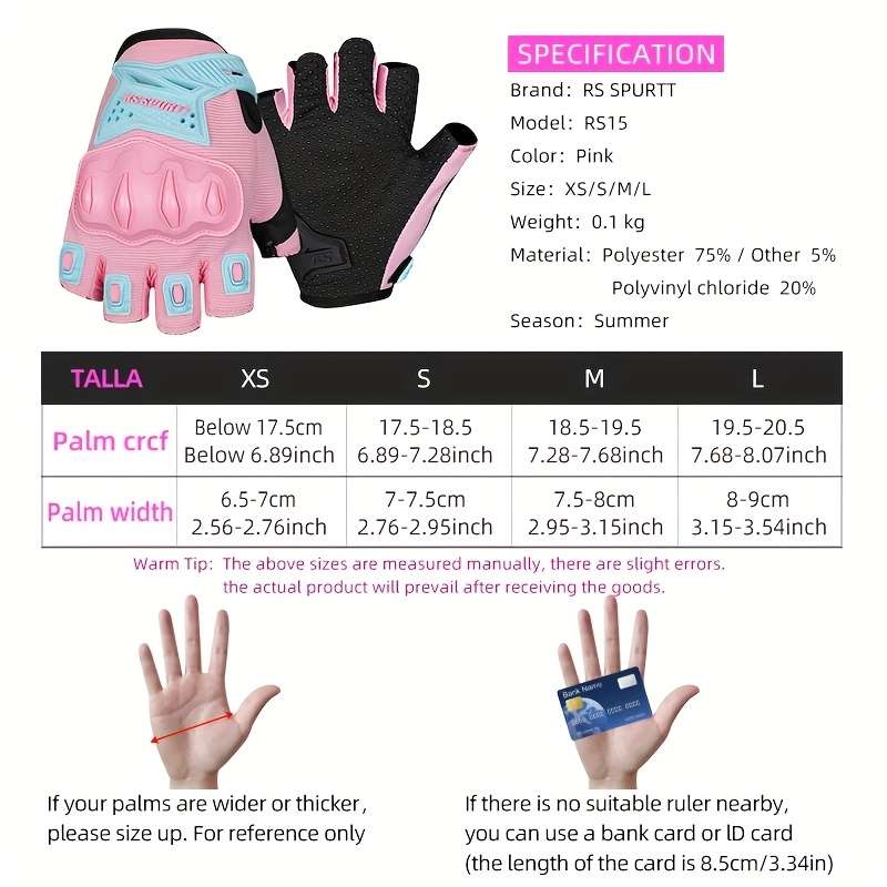 1 Pair Pink Size L Outdoor Sports Gloves