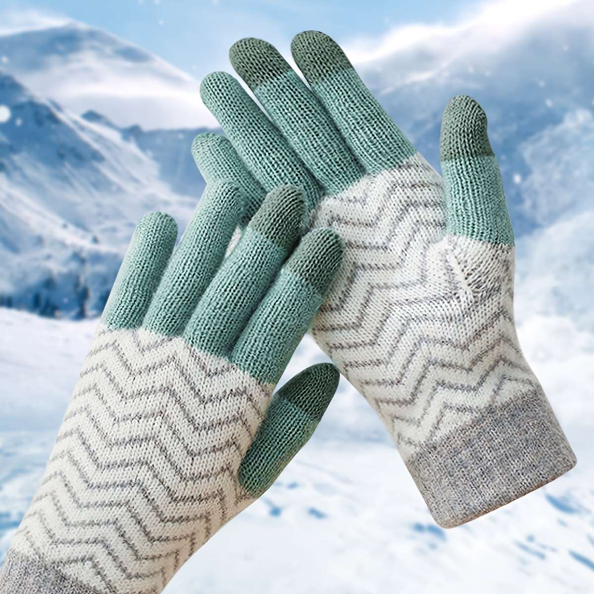 1 Pair Green Warm Gloves