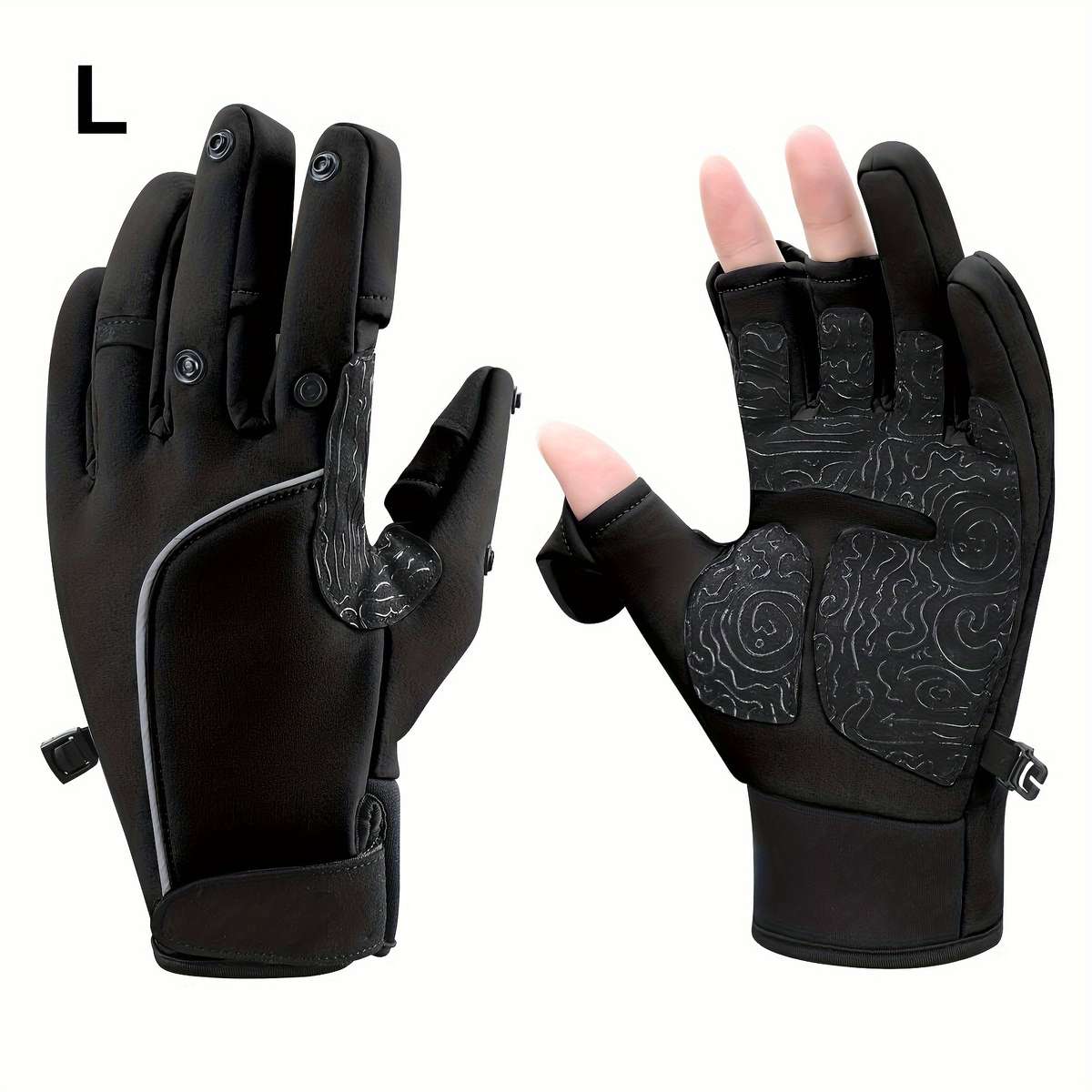 1 Pair Black Size L Warm Gloves