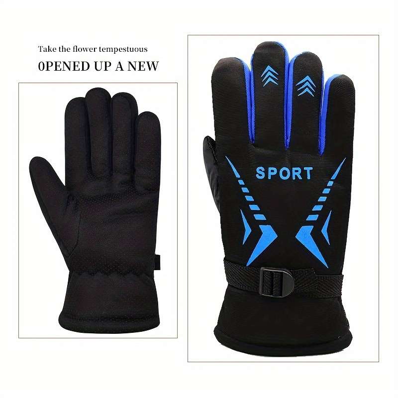 1 Pair Blue Warm Gloves