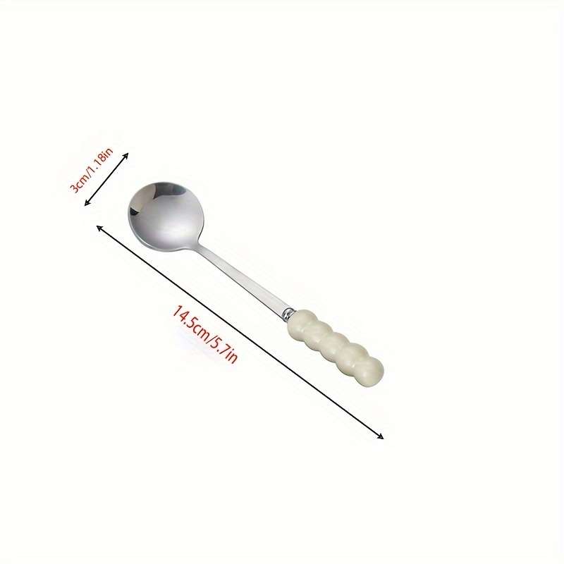 4pcs Stainless Steel Coffee Scoops with Elegant Ceramic Pearl Handle Multi-Purpose Soup Desse
