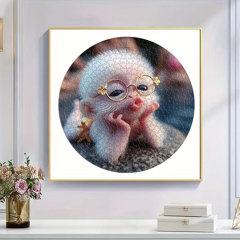 1000pcs Round Jigsaw Puzzle High-Definition Monkey Animal Telescope Planetary Close-