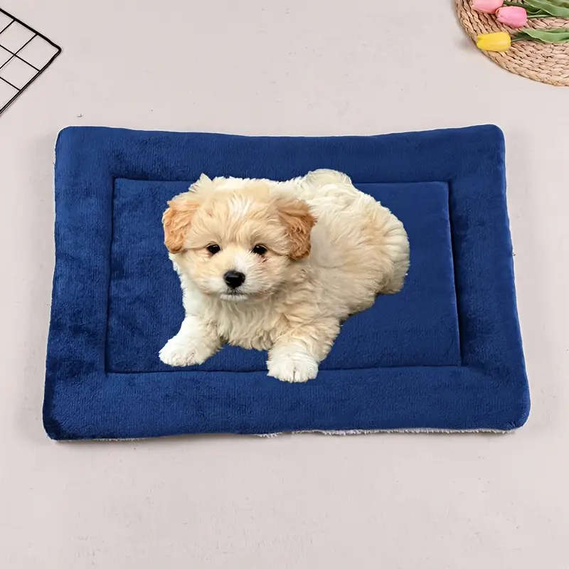 Plush Blue Pet Floor Mat