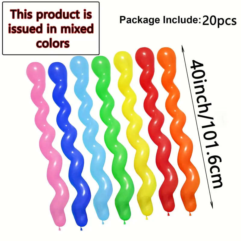 20pcs Twisted Spiral Latex Balloons