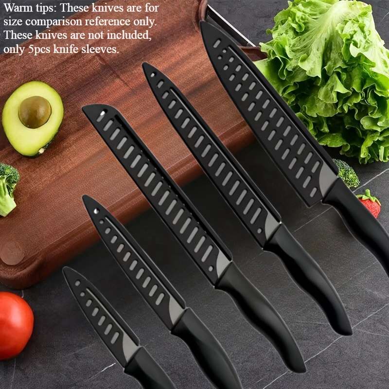 5pcs Black Chef Knife Sleeves Durable Polypropylene Sheath for Outdoor Kitchen Use Protect