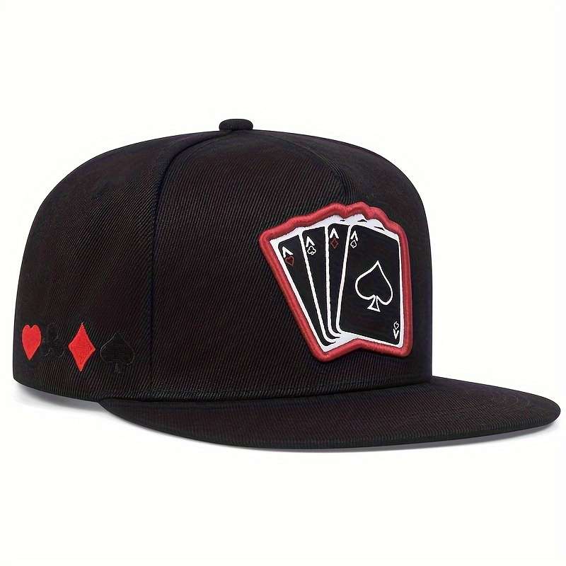 Fashion Snapback Hat With Playing Card Design Breathable Mesh Sun Protection Lightweight Fo
