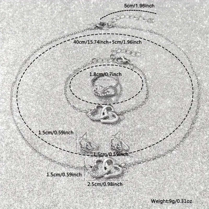 Heart-shaped Quartz Watch And Jewellery Set Of 6pcs