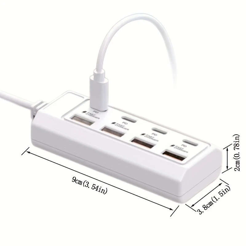 1pc 8ports USB Adapter 4USB+4PD 25W Hub Fastcharging Multi-Interface Fast Charging Wide Compatibilit