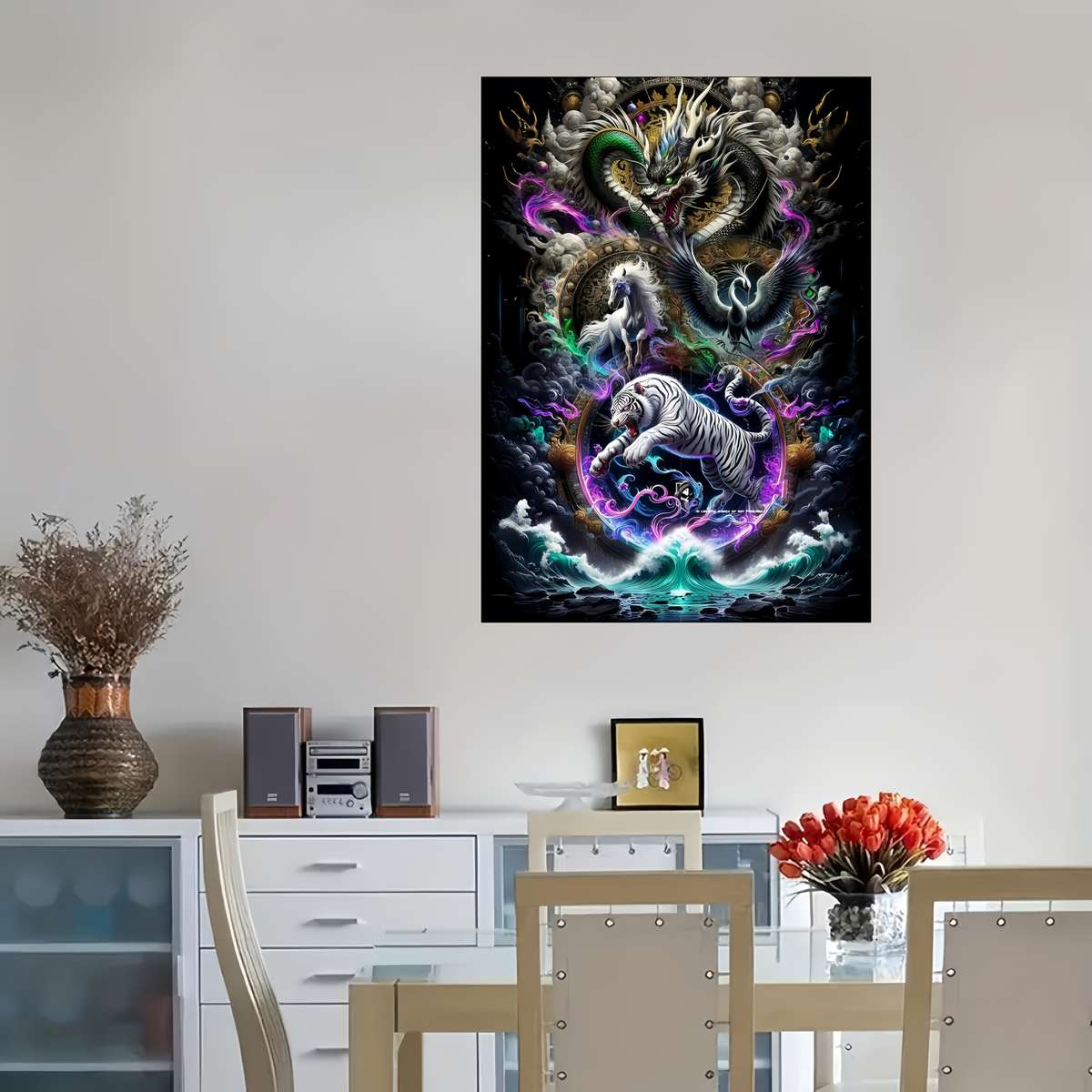 1000pcs Dragon Tiger Unicorn Puzzle Game Vibrant DIY Intelligence Challenge with