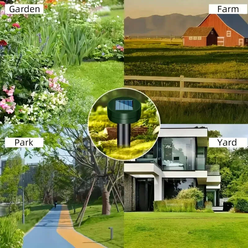 2pcs Solar Animal Repellent Stakes with Solar Panels