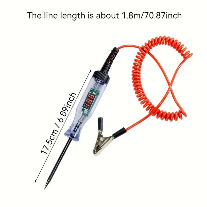 1pc Automotive Diagnostic Test Pen with Digital Display Long Probe DC Voltage Tester for Cars Trucks